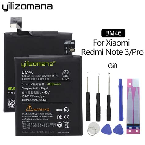 YILIZOMANA For Xiaomi BM46 Battery For Xiaomi Redmi Note 3 Mi Note3 Pro