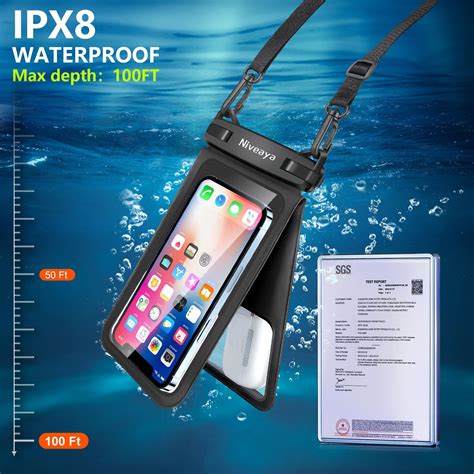 Niveaya Double Space Waterproof Phone Pouch 2 Pack Waterproof Phone Lanyard Case With Iphone