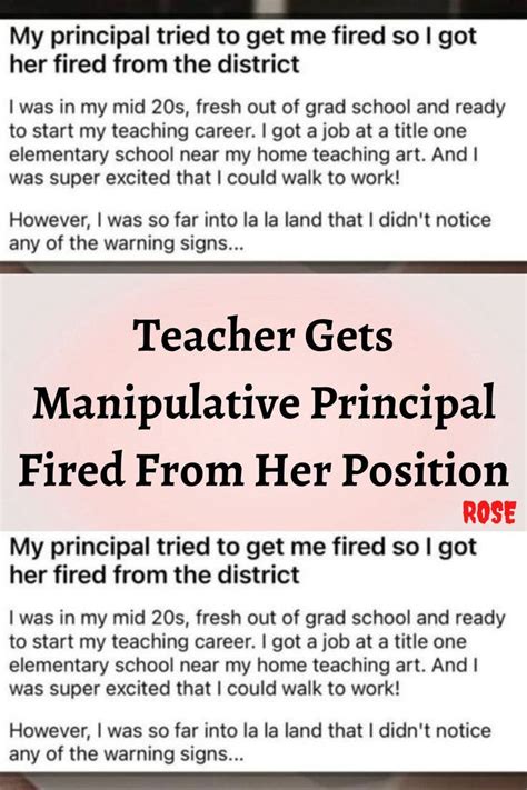 Teacher Gets Manipulative Principal Fired From Her Position Teaching