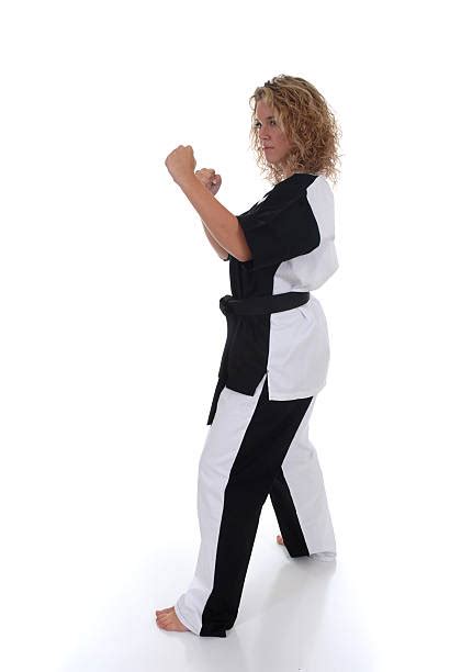 Women Self Defense Karate Fighting Stance Stock Photos Pictures