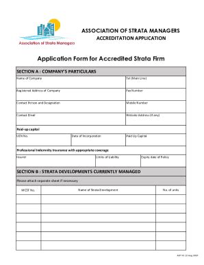 Fillable Online Application Form For Accredited Strata Firm Fax Email