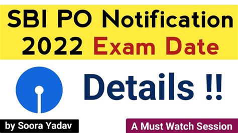 SBI PO Notification Exam Date 2022 YouTube