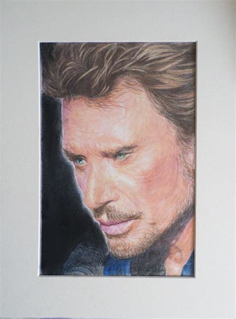 Johnny Hallyday Portrait Aux Crayons Couleurs Artiste Dimension Dessin