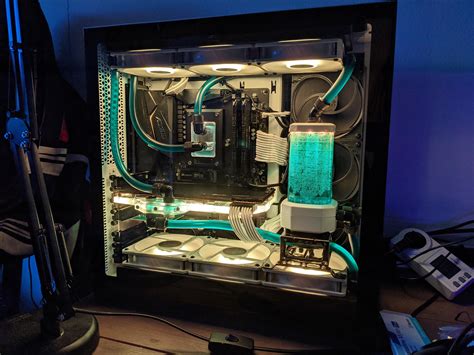 First Custom Water Cooling Loop I Made Decided Against The Distro Plate And Added Another 360mm