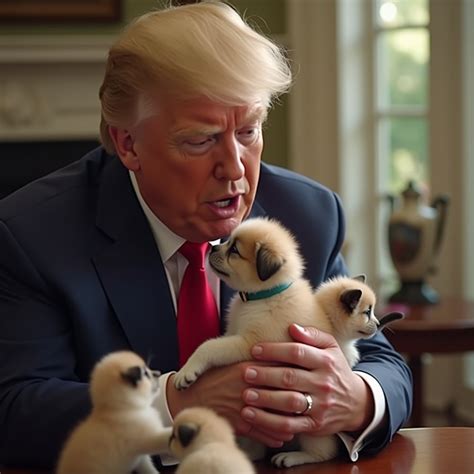 Donald Trump with Adorable Kittens and Puppies | Stable Diffusion Online