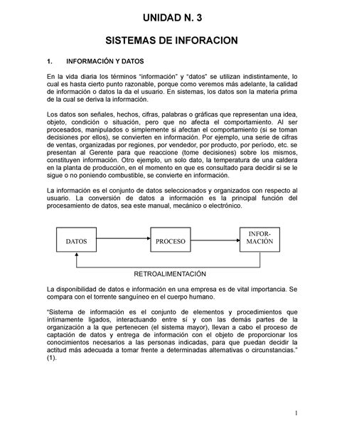 Unidad III Sistemas DE Informacion UNIDAD N 3 SISTEMAS DE INFORACION