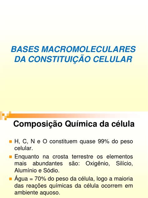 Composicao Quimica Das Celulas Pdf Lipídio Membrana Celular