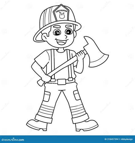 Firefighter Holding Axe In Hands Emergency And Safety Worker At Work