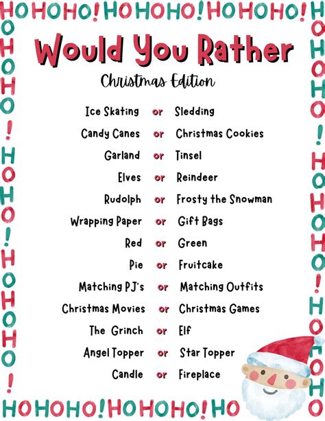 Would You Rather Would You Rather Game Christmas Games - Etsy