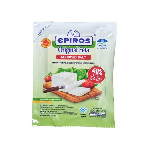 Epiros Original Feta (PDO) Cheese -40% Reduced Salt - Silver Quality ...