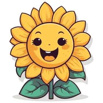 Cute And Happy Smile Sunflower Cartoon Vector Sunflower Clipart Cute