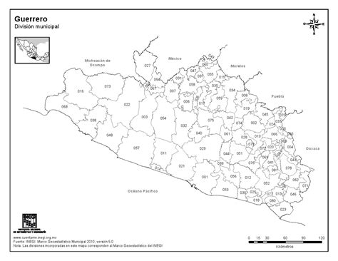 Mapa Para Imprimir De Guerrero Mapa De Municipios De Guerrero INEGI De