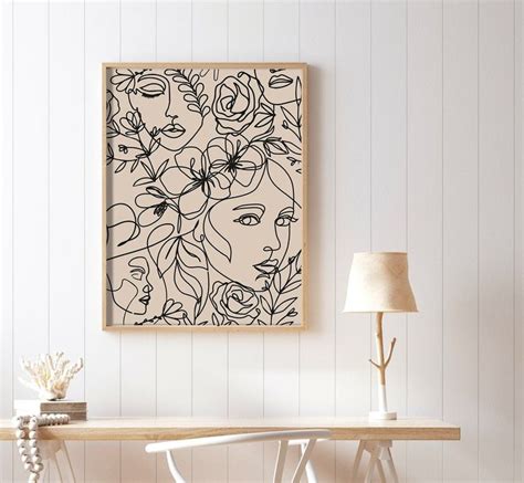 Single Line Face Art Print Woman Face One Line Drawing Simple Line