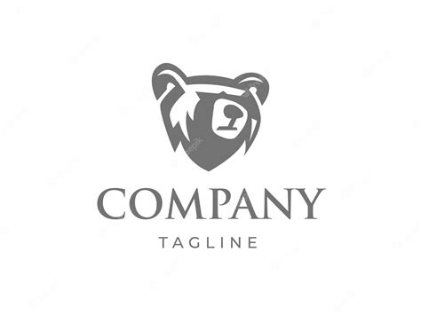 Premium Vector Gray Serious Elegant Bear Head Isolated Logo Vector Template