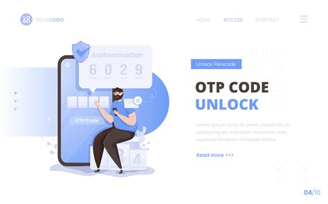 Otp Code Unlock Access Concept On Landing Page Design 5960766 Vector