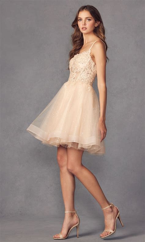 Short A Line Prom Dress With Sheer Bodice Promgirl