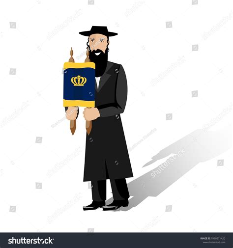 Jew Holding Torah Scroll Vector Clip Stock Vector Royalty Free