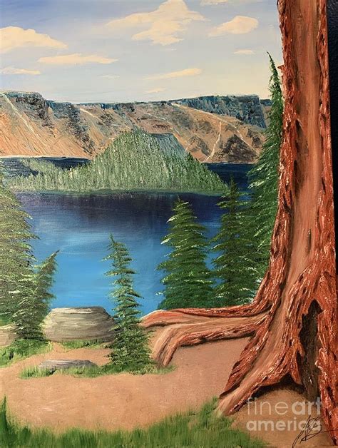 Crater Lake Painting By Lesa Sears Fine Art America