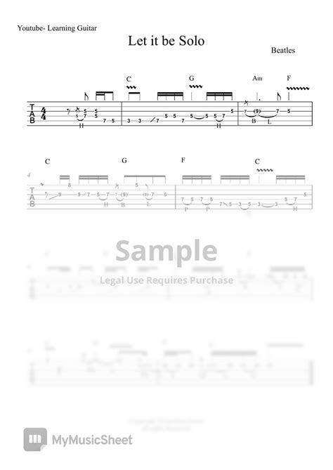 Beatles Let It Be Guitar Solo Tab By Learning Guitar