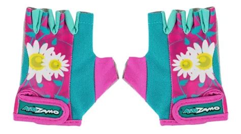 Luva Infantil Feminina Kidzamo Rosa Flores Sem Dedo Bike R 75 Em