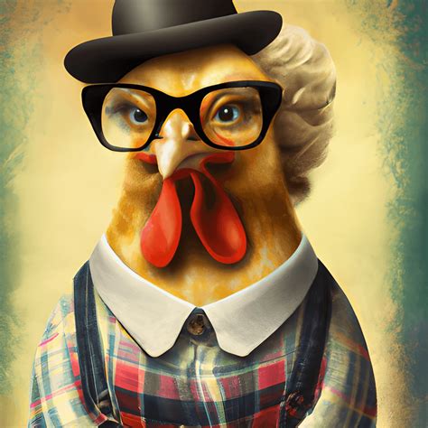 Hipster Chicken Whimsical Portrait · Creative Fabrica