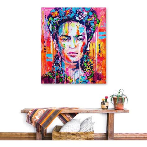 Cuadro Moderno Frida Kahlo Graffiti Colores En Lienzo Canvas Meses