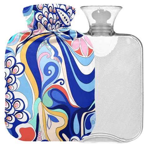 Buy Naanle Colorful Hot Water Bottle Abstract Flower Cover For Pain Relief Warmth L