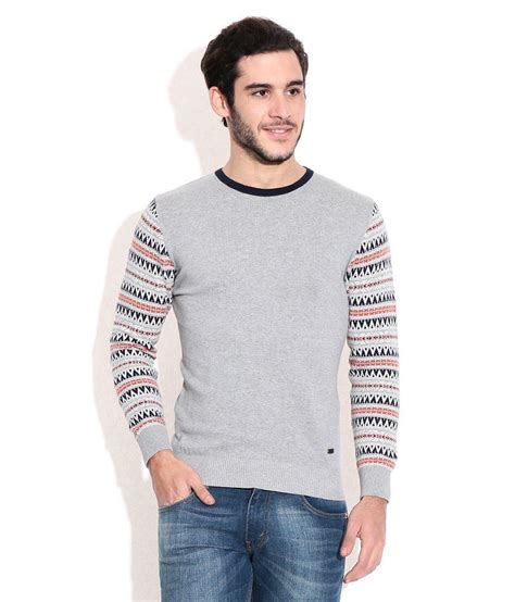 United Colors Of Benetton Gray Cotton Round Neck Sweater Buy United