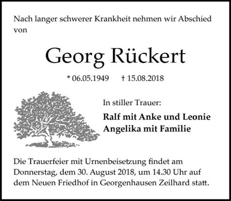 Traueranzeigen von Georg Rückert vrm trauer de