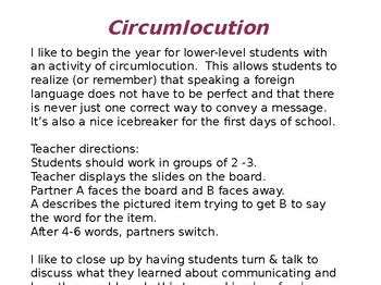 Circumlocution -World Language Icebreaker by Wendy Canty | TPT