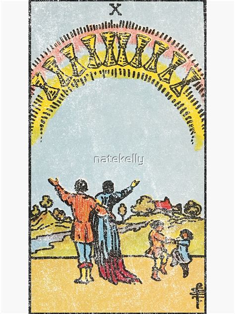 Ten Of Cups Tarot Card Distressed Rider Waite Smith Tarot Sticker