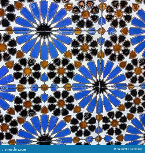 Moroccan Mosaic Tile Ceramic Decoration Of Mosque Tanger Moro Stock