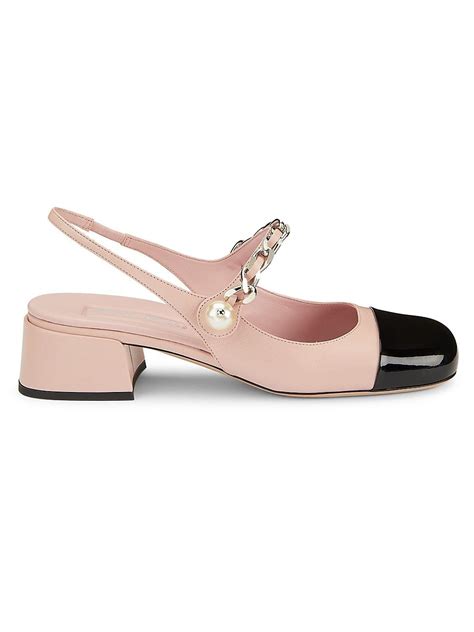 Miu Miu Leather Mary Jane Slingback Pumps In Pink Lyst