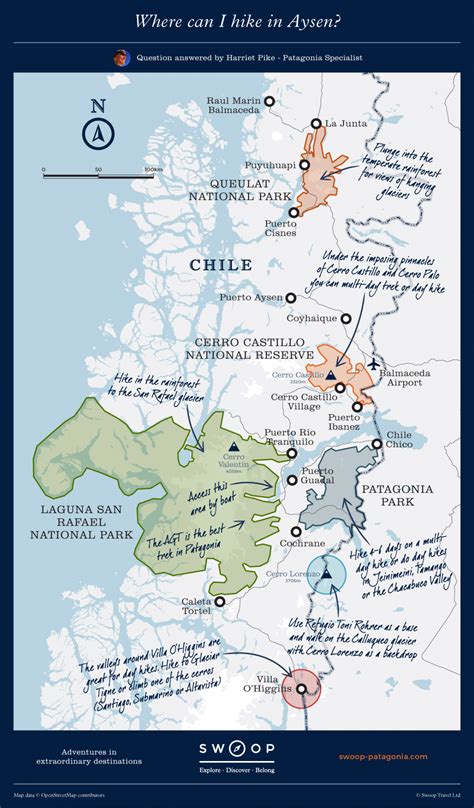 Map Showing Where You Can Hike In Aysen Patagonia There Are Several