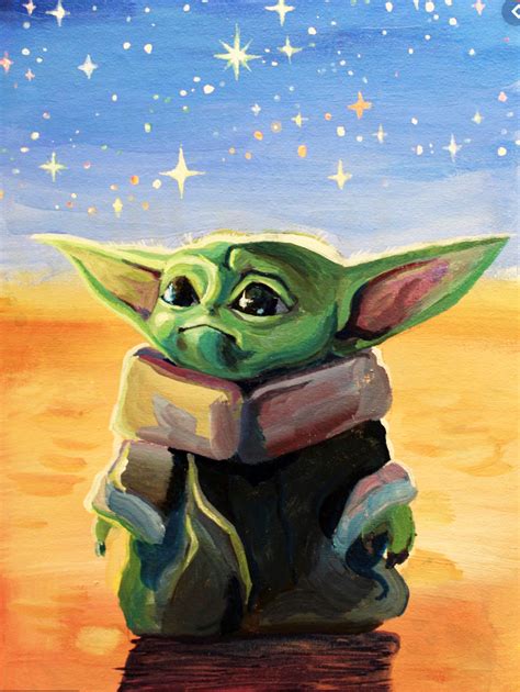 Baby Yoda Painting - Movie Wallpaper