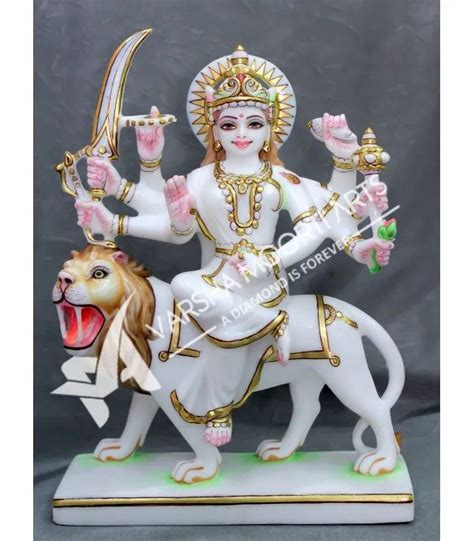 Multicolor Traditional Goddess Durga Marble Statue For Worship At Rs