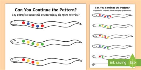 Two Colour Repeating Pattern Snake Fingerprint Worksheet Worksheet