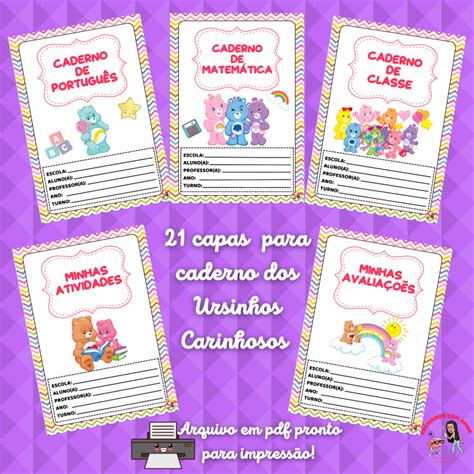 Capas Para Caderno Ursinhos Carinhosos Bia Ensinando Com Amor