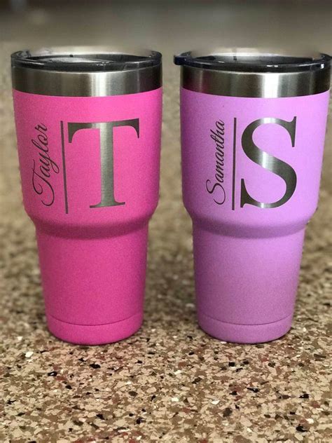 30 Oz Personalized Initial Coffee Tumbler Iced Coffee T Etsy