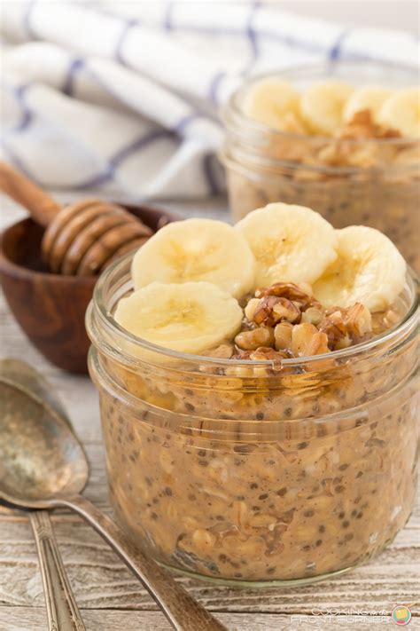 Overnight Banana Peanut Butter Oatmeal Cooking On The Front Burner