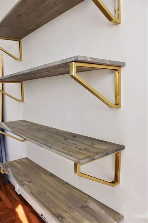 Rustic Wooden Shelves With Metal Brackets