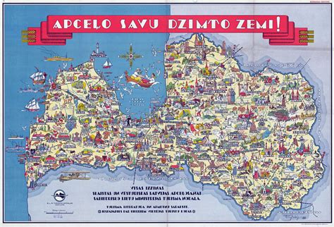 Large Scale Detailed Tourist Illustrated Map Of Latvia Latvia