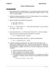 Exp Voltaic Cell Measurements Pdf Chem Experiment Voltaic