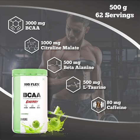 Buy Bigflex Essential Bcaa Energy Green Apple 500gm Jar Online And Get Upto 60 Off At Pharmeasy