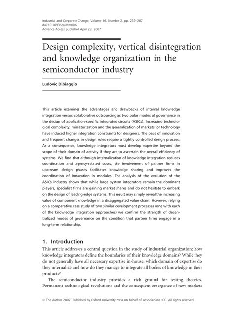 Pdf Knowledge Integration And Vertical Specialization In The