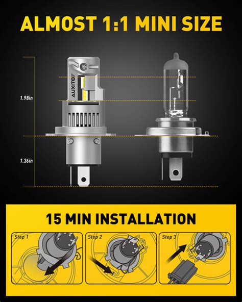 Auxito H4hb29003 Led Headlight Bulb With Fan 100w 20000lm 6000k Whi