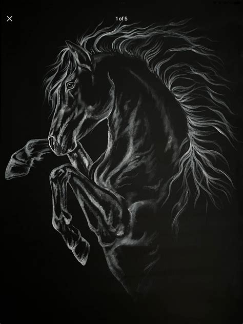 Pin By Thanh On Thanh In 2024 Black Canvas Art Horse Painting Black