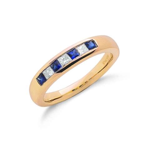 Ct Gold Princess Cut Diamond Blue Sapphire Eternity Ring Giorgio