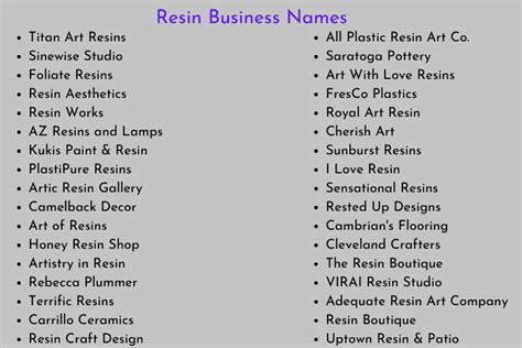 Catchy Resin Business Name Ideas