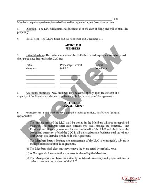 Cincinnati Ohio Limited Liability Company LLC Operating Agreement US